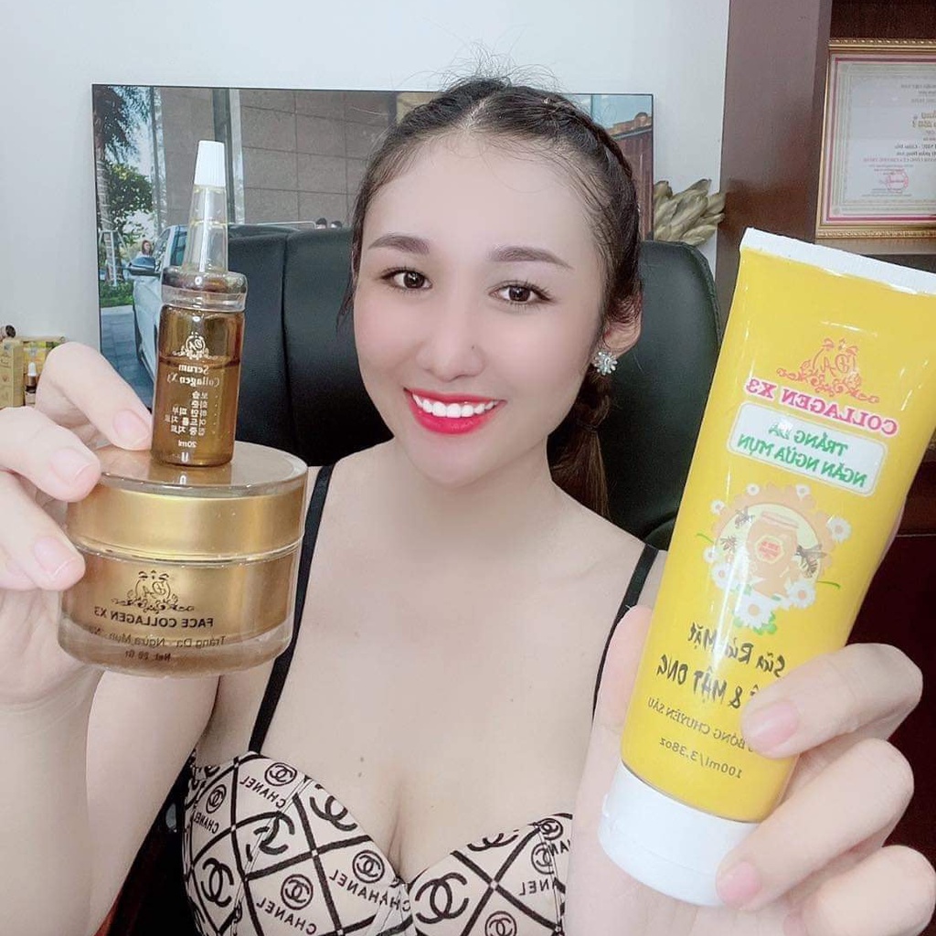 Combo Kem face + Serum nám X3 + Sửa rửa mặt Nghệ Collagen X3 Đông Anh - Chính hãng