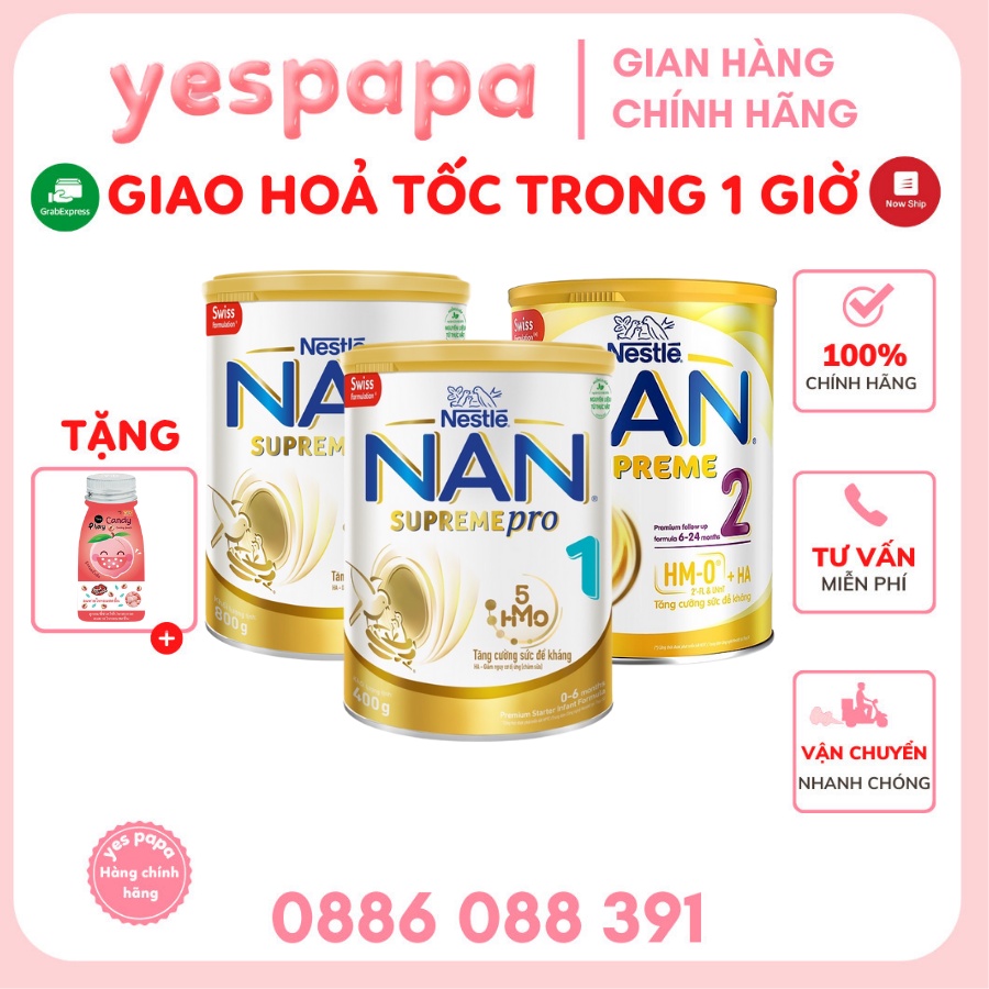 Sữa Nan Thuỵ Sĩ vàng Superme HMO số 1 , 2, 3, lon 800gr