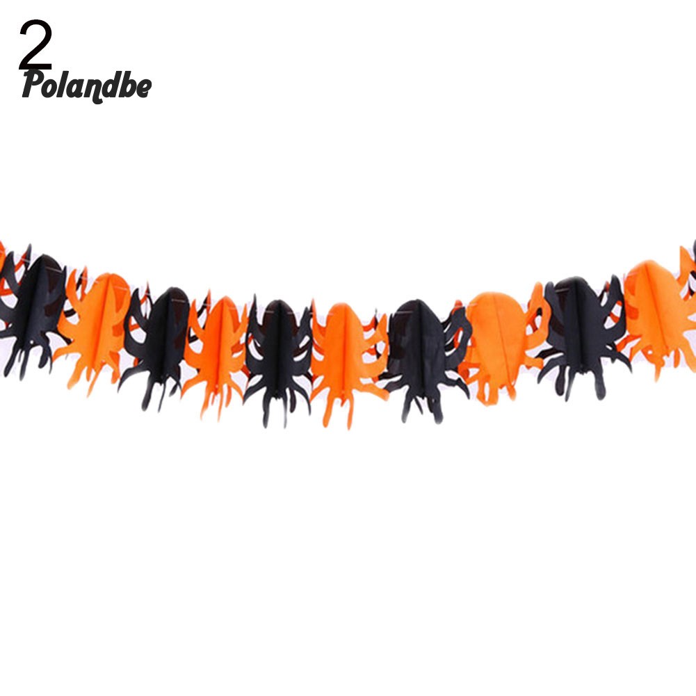 ●PO 300cm Halloween Pumpkin Spider Bat Ghost Bunting Banner Garland Party Decoration