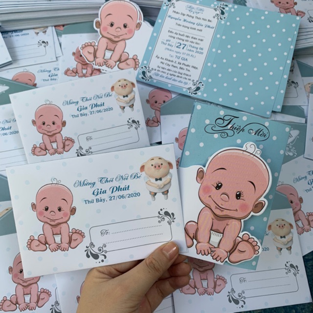 In thiệp mời thôi nôi, sinh nhật, đầy tháng cho bé trai, bé gái & in thiệp theo yêu cầu sang trọng - PRINT24H