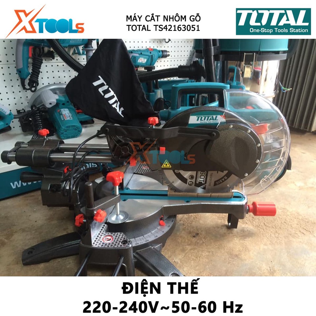 Máy cắt nhôm TOTAL TS42163051 máy cưa nhôm có công suất 1600W, 220-240V, Tốc độ không tải 2800rpm, 60x185mm cắt cơ khi