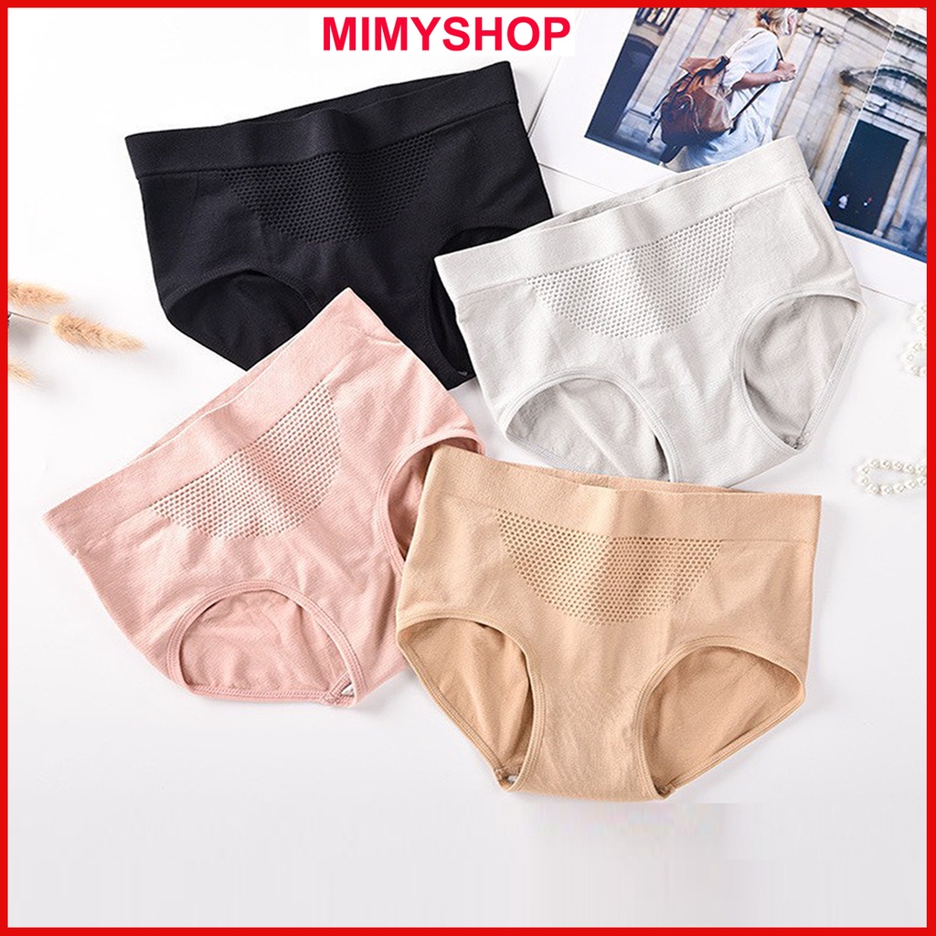 Quần lót nữ cotton dệt kim nâng mông hàng xuất Nhật thông hơi co dãn kháng khuẩn quần sịp chip nữ có túi zip (40-65kg)