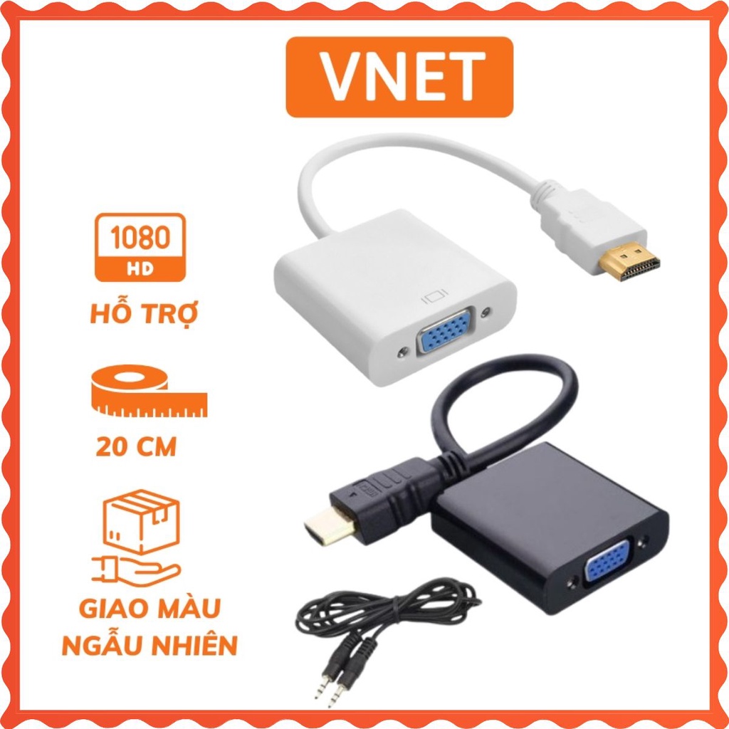 Cáp chuyển đổi HDMI sang VGA/ cáp HDMI sang VGA có Audio cao cấp dài 20cm hỗ trợ Full HD 1080P mới 100% VNET-HDVGA01