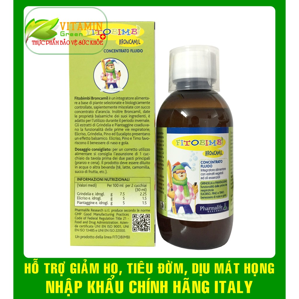 FITOBIMBI BRONCAMIL THẢO DƯỢC GIÚP GIẢM HO, TIÊU ĐỜM, DỊU MÁT HỌNG CHO BÉ | NHẬP KHẨU CHÍNH HÃNG ITALY