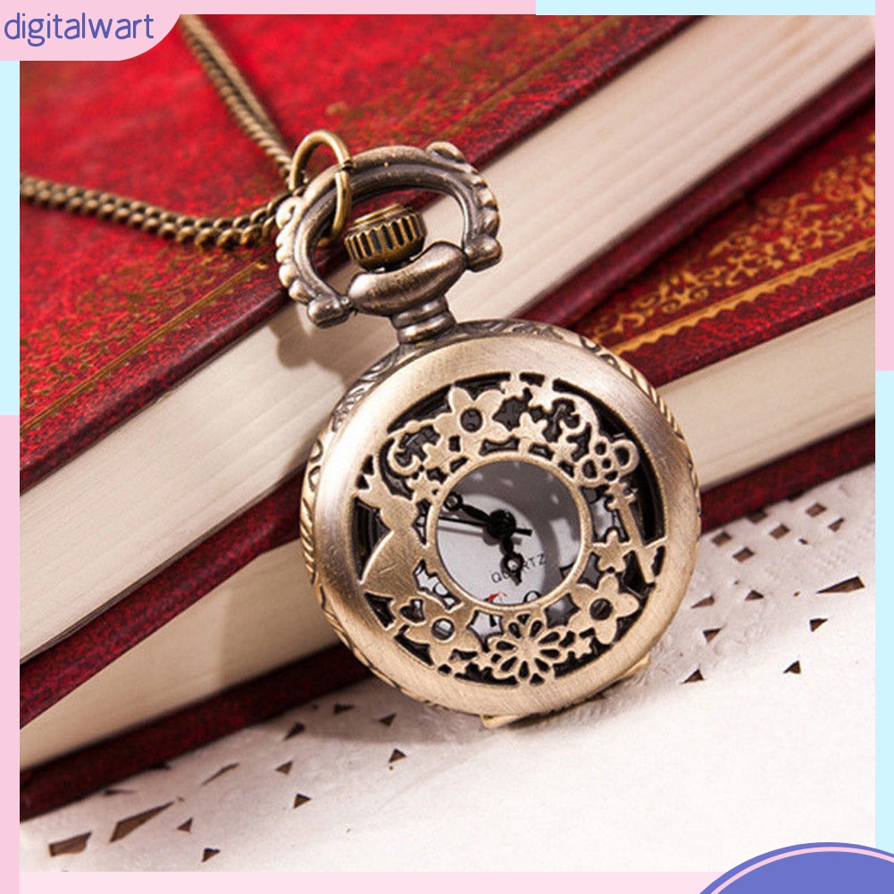 Vòng cổ Mặt Đồng Hồ Thạch Anh Bỏ Túi Hình Vương Miện Rỗng Bằng Đồng Vintage Cho Nam Nữ