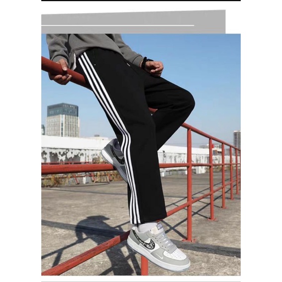 40-95KG Bigsize Nam Nữ quần jogger 3 sọc suông thời trang unisex năng động