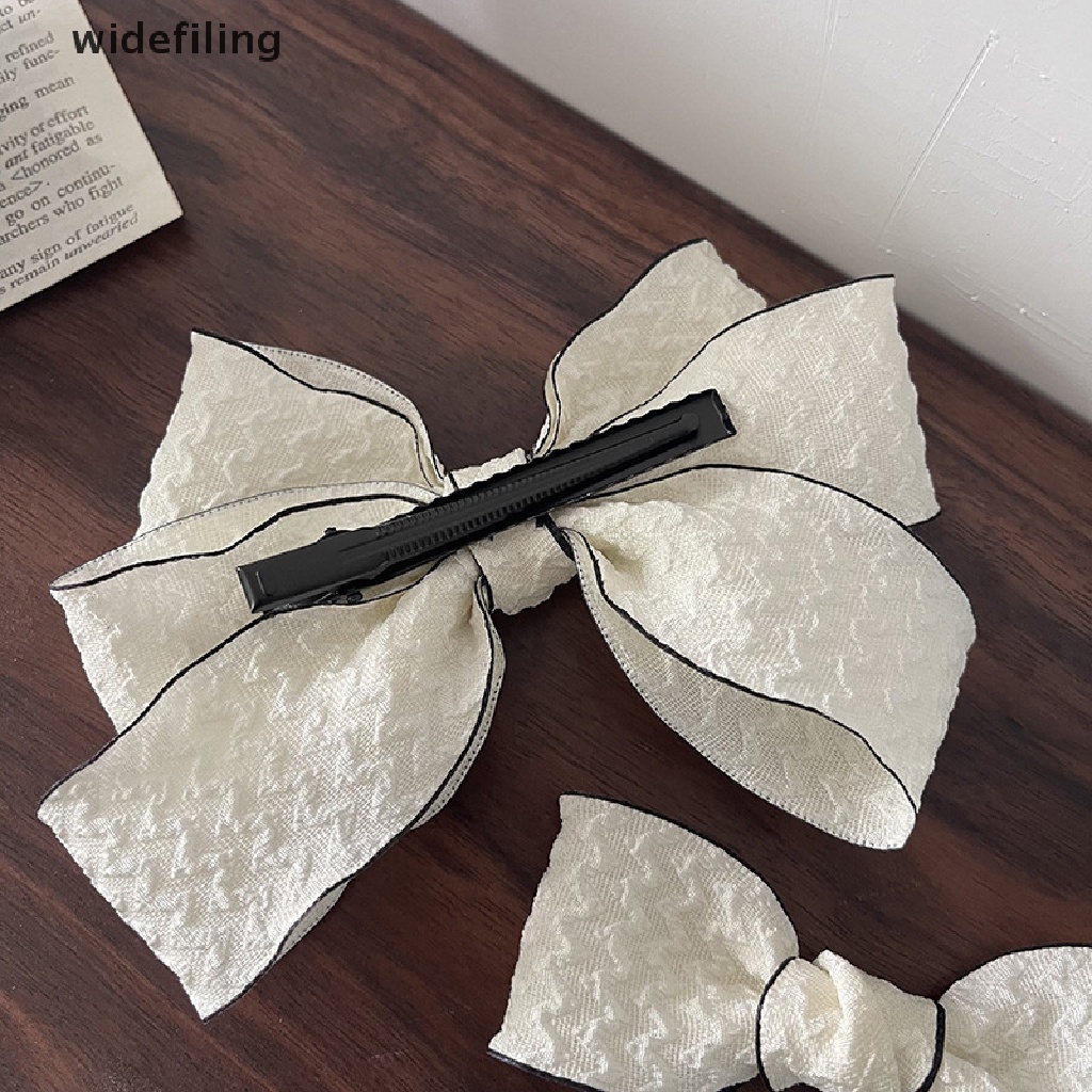 Kẹp Tóc Nơ Ruy Băng Màu Trắng Đen Thời Trang Cho Nữ