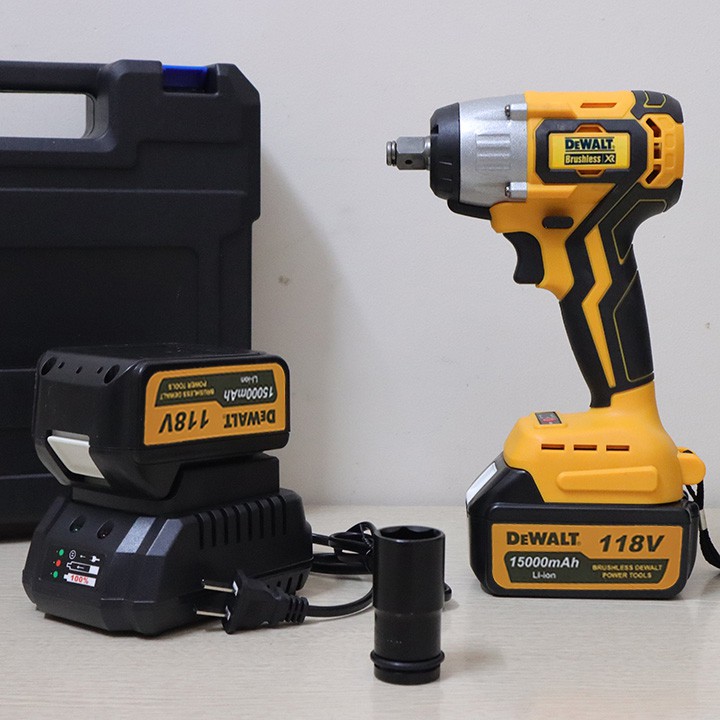 [FreeShip] Máy Siết Bulong dùng Pin Dewalt 118V 100% Lõi Đồng, TẶNG ĐẦU KHẨU VÀ ĐẦU CHUYỂN VÍT, Máy Bắn Vít, Pin 10 Cell