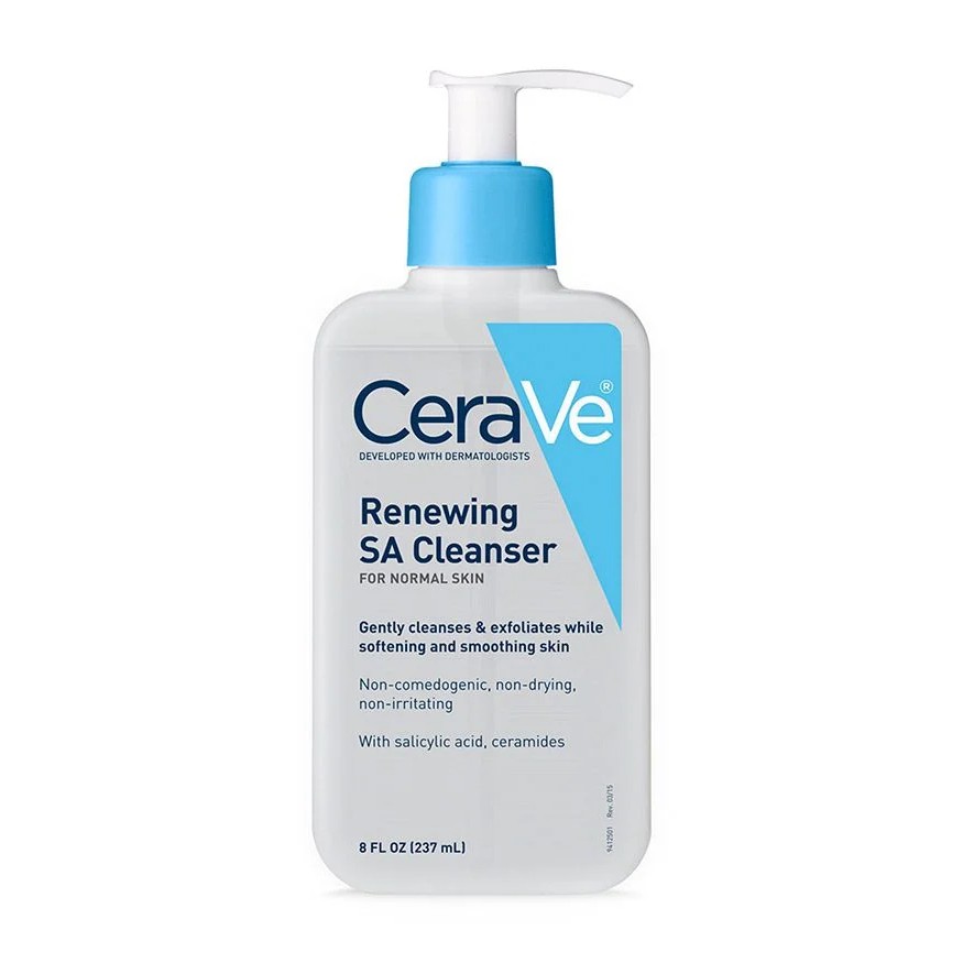 Sữa rửa mặt Cerave Renewing SA Cleanser chứa BHA cho da dầu mụn, có ceramides, hyaluronic acid và niacinamide