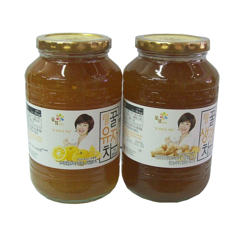 Combo 2 hũ trà gừng mật ong và trà thanh yên mật ong Kkoh shaem Food Hàn Quốc hũ 1 kg