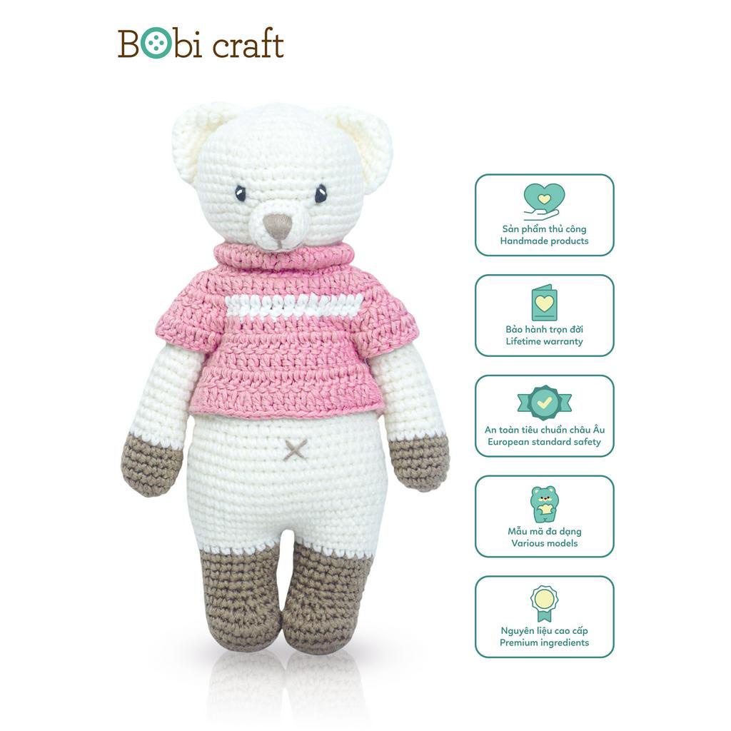 Thú bông len Bobi Craft - Gấu Lizzie đứng M - Đồ chơi an toàn quà tặng bé
