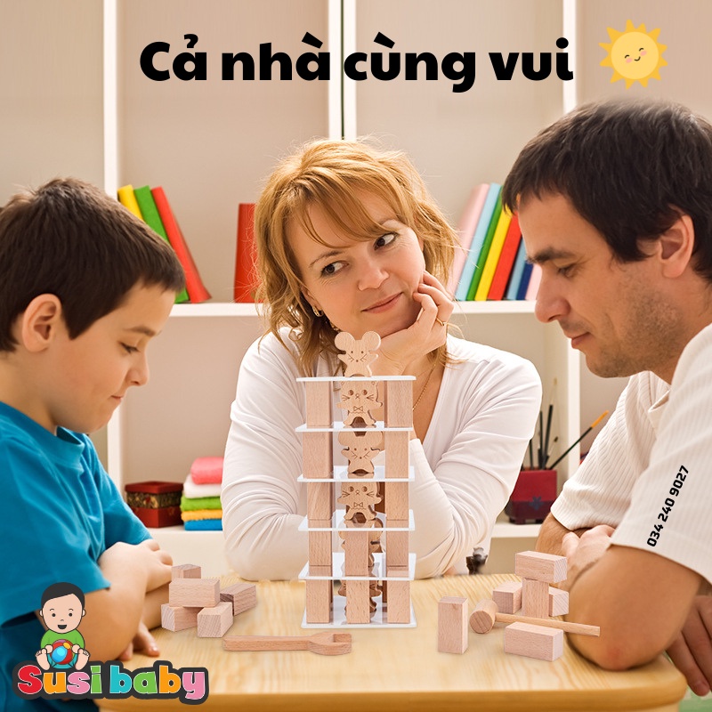 Đồ chơi gỗ gắp chuột đập chuột cho bé