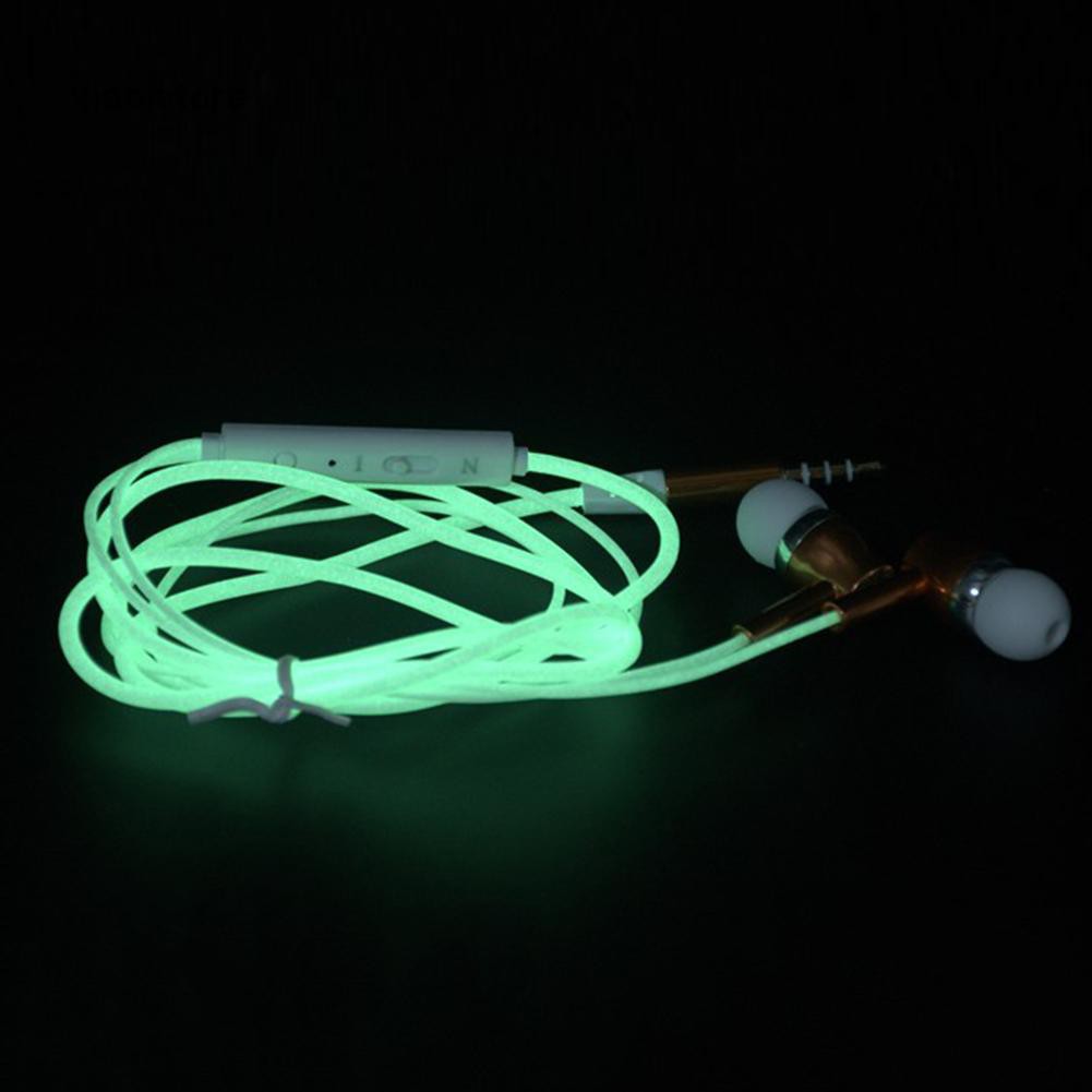 Tai nghe nhét tai jack 3.5mm thiết kế dây dạ quang thời trang