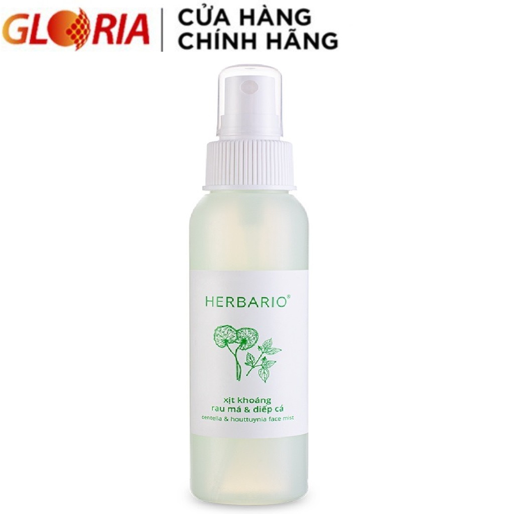 [Mã COSGLORIAT4 -8% đơn 250K] Xịt Khoáng Rau Má &amp; Diếp Cá Herbario 100ml Thuần Chay Cho Da Mụn