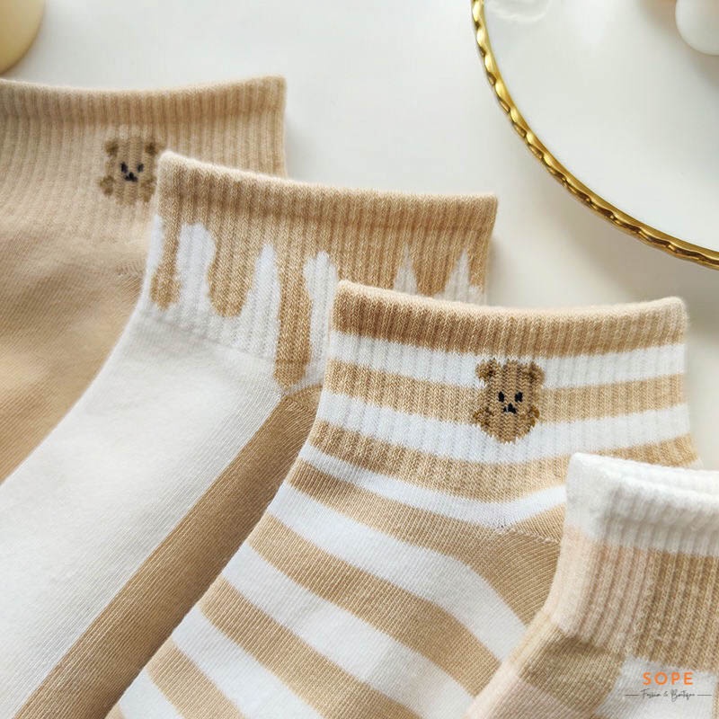 Tất cổ ngắn, set tất vớ nữ nam chất liệu vải Hàn chống trơn trượt và hôi chân - Sope Shop