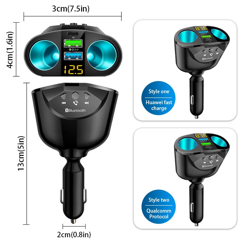 Tẩu sạc nhanh SEAMETAL QC3.0 + PD Type C cổng USB kép 66W 12V / 24V thích hợp cho điện thoại