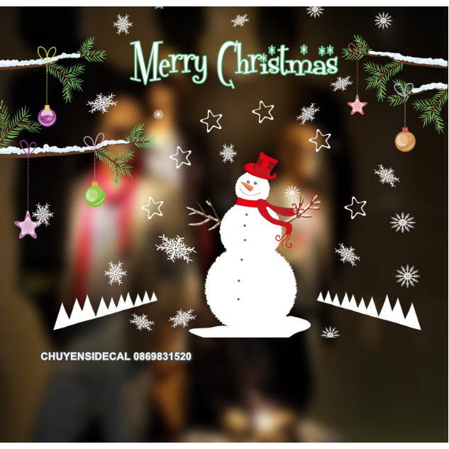 Decal trang trí tường Noel - Người Tuyết Khổng Lồ