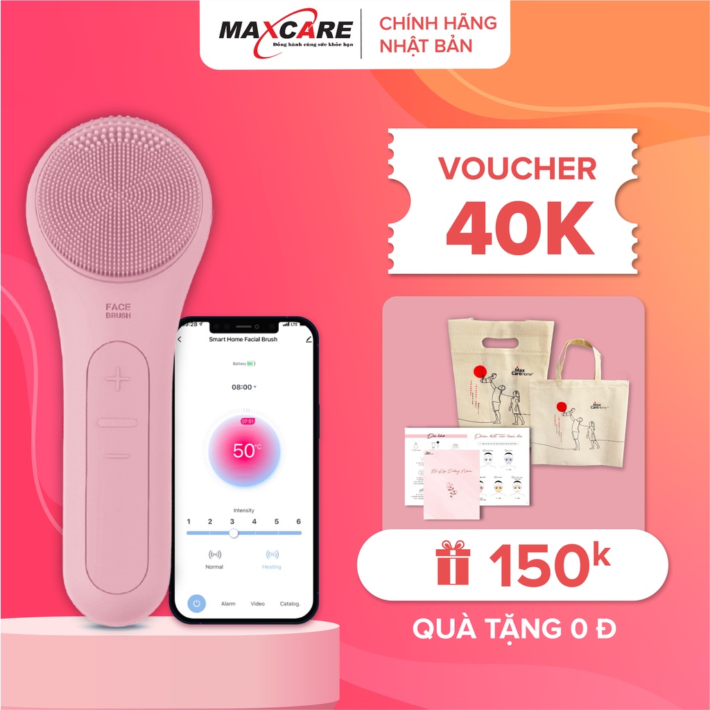 Máy rửa mặt kết nối app thông minh Maxcare Max999PRO sản phẩm cao cấp theo dõi và cài đặt chế độ làm sạch da chuyên biệt
