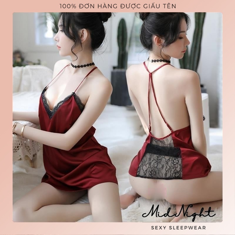 Váy Ngủ Sexy Ren Hai Dây Chữ V Ngực Sâu - Đồ Lót Gợi Cảm Quyến Rũ Đầy Khiêu Gợi Cho Nàng Mid Night Sexy | BigBuy360 - bigbuy360.vn