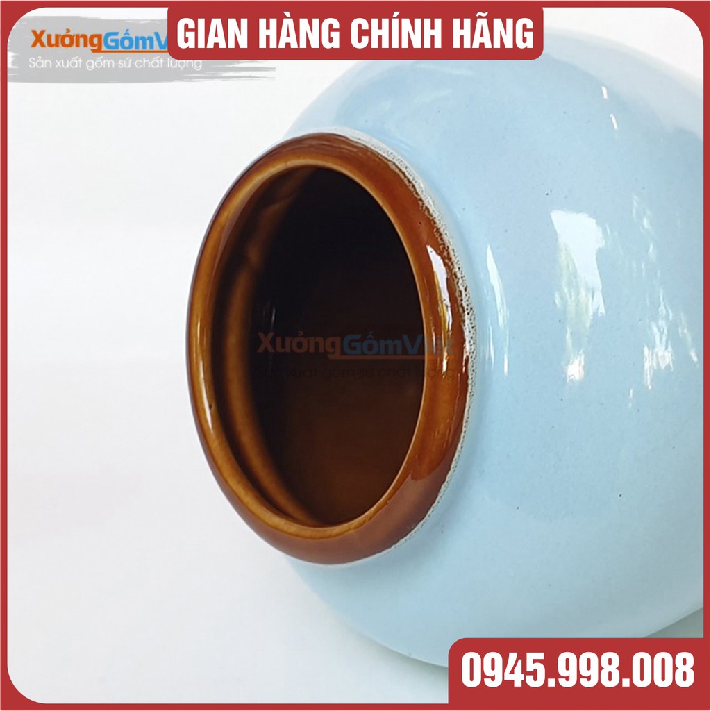 Lu uống bia kiểu mới - sáng tạo mới của gốm Bát Tràng-hàng vuốt tay dung tích 400ml - MÀU XANH PASTER - XƯỞNG GỐM VIỆT