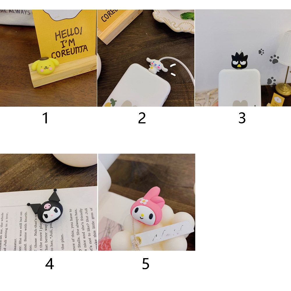 Vỏ bọc bảo vệ đầu dây cáp sạc truyền dữ liệu USB thiết kế hoạt hình silicone mềm mại đáng yêu