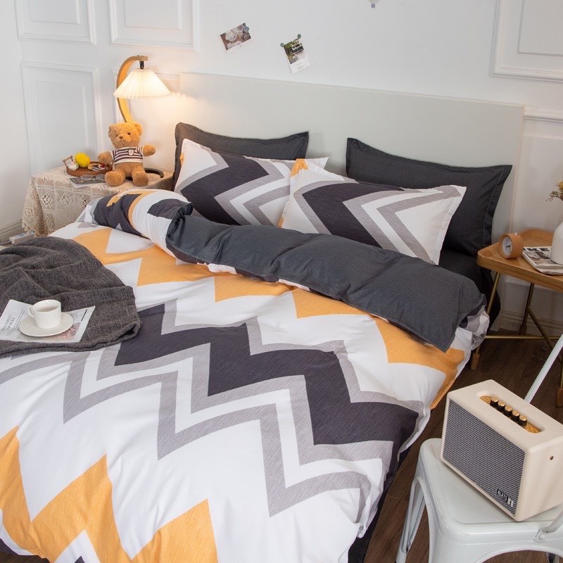 SET Chăn Ga Hè Cotton Poly kẻ sọc