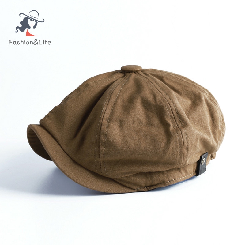 ♥F & L♥ Nam Newsboy Cap Herringbone Baker Boy Cabbie Mũ phẳng Retro Newsboy Cap