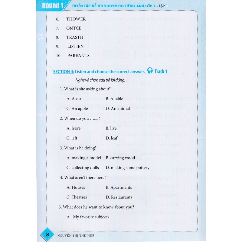 Sách - Tuyển tập đề thi VIOLYMPIC tiếng Anh lớp 7 - tập 1