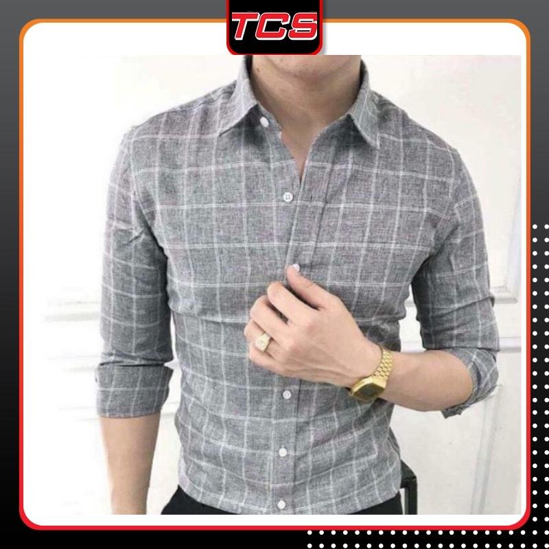 Áo Sơ Mi sọc,sơ mi nam chất lụa,mát mềm mịn không nhăn không xù lông màu xám cao cấp smm 054