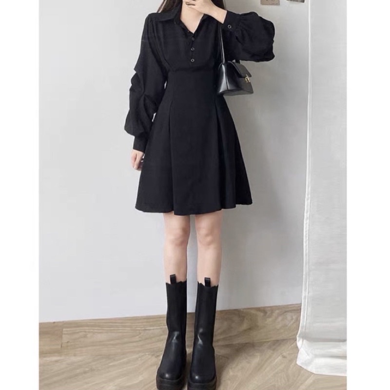 Đầm xòe BlaPink thiết kế cổ sơ mi kèm dây eo lịch thiệp - SHINE DRESS T203