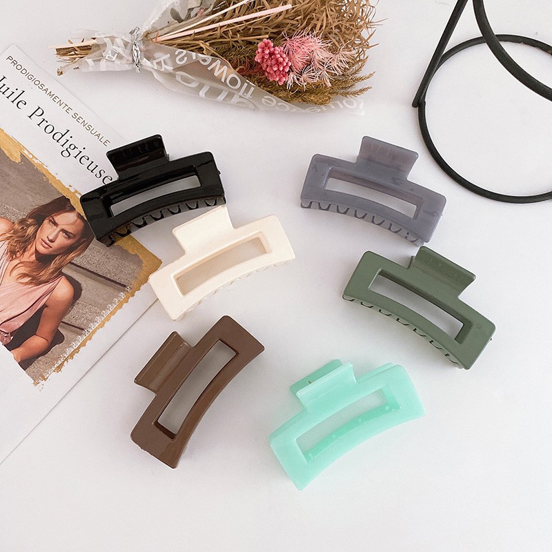 Kẹp tóc acrylic thiết kế dáng vuông phong cách vintage thời trang