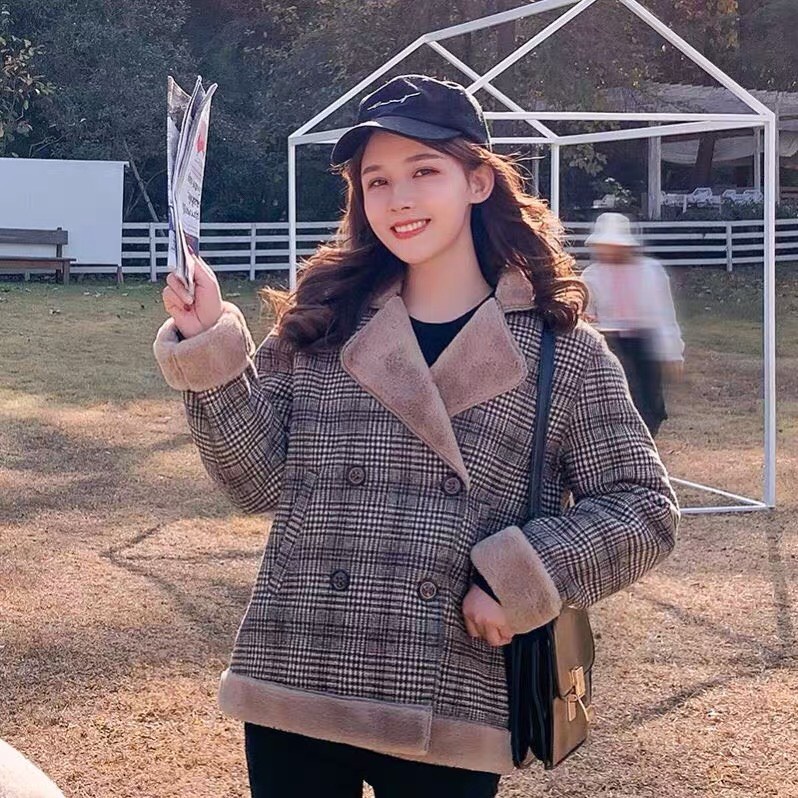 Áo Khoác Da Lộn Kẻ Lót Lông Freesize Siêu Dày Chamia | BigBuy360 - bigbuy360.vn