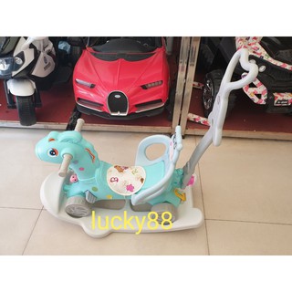 Ngựa bập bênh có 5 in 1 ( đèn led + bánh xe+tựa lưng+tay đẩy+nhạc)