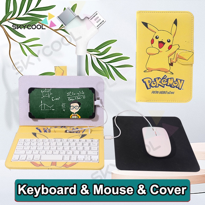 Ốp Điện Thoại Di Động Bàn Phím + Chuột Máy Tính Có Dây Type-C Micro-Usb Có Giá Đỡ Bảo Vệ Cho Học Sinh / Văn Phòng Unive