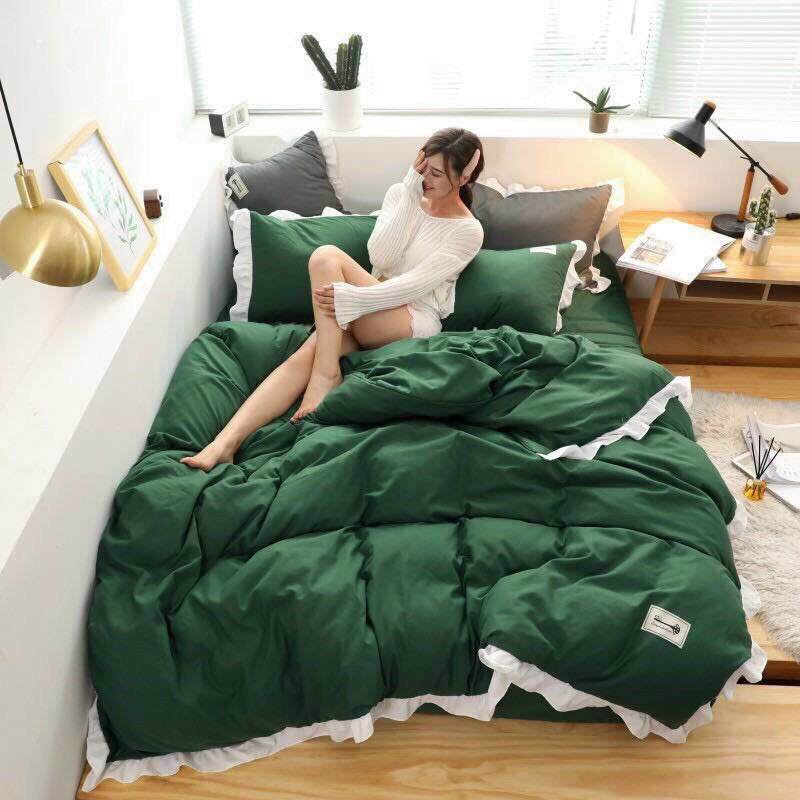 Bộ chăn ga Cotton Tici bèo dài M2T bedding chăn ga Hàn Quốc đủ màu đủ size miễn phí bo chun