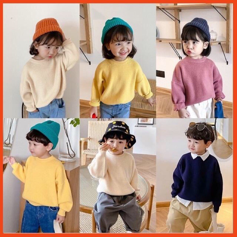 Áo len cho bé gái/ trai Ambb Kids cổ tròn hàng Quảng Châu xịn (kèm clip + ảnh thật)