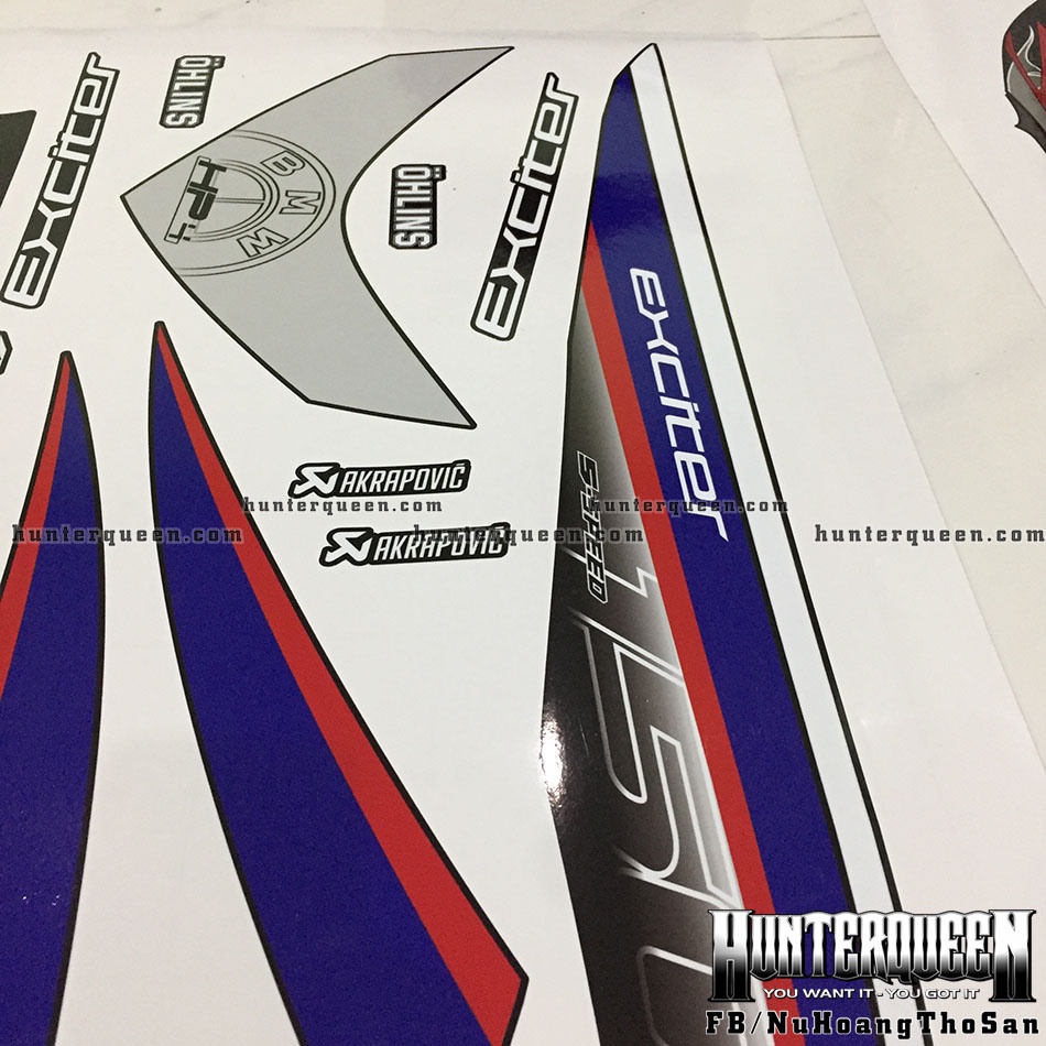 Tem rời dán xe Exciter 150 màu đen. Chủ đề HP4, decal cao cấp không bay màu