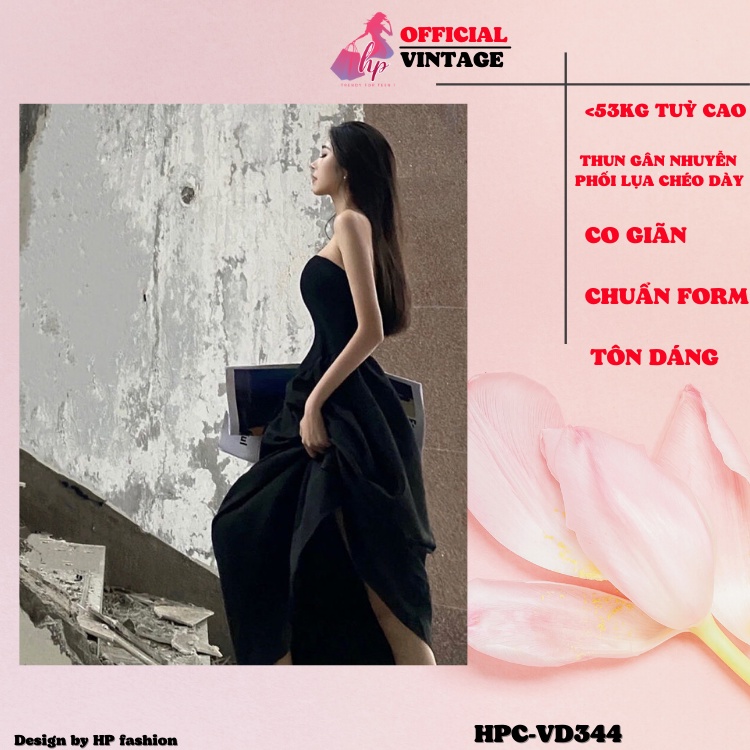 Đầm hai dây xoè, váy body phối thân dáng xoè màu đen sang chảnh dự tiệc hàn quốc VD344