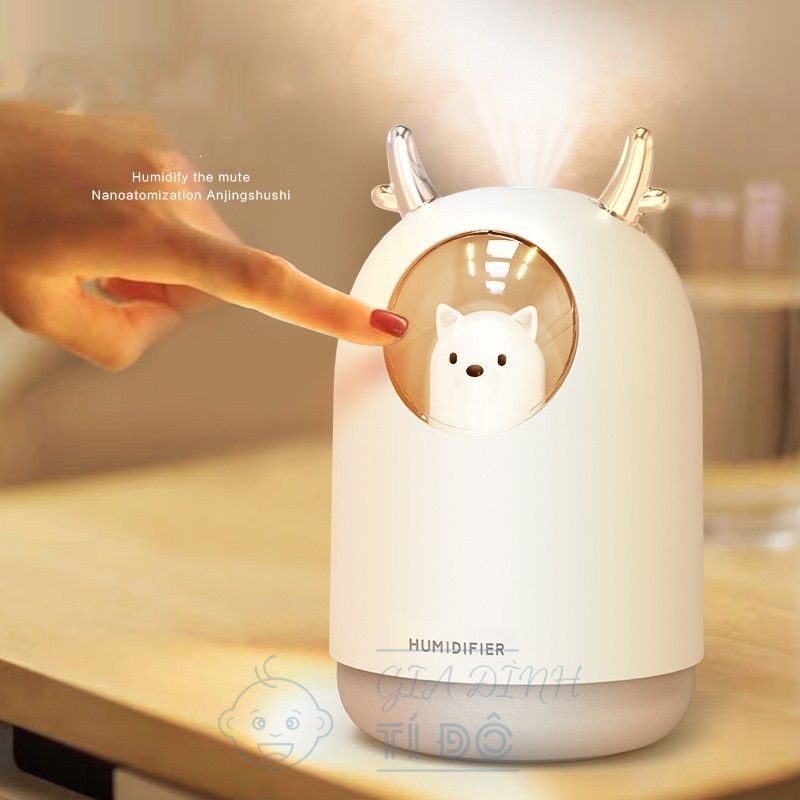 Máy Phun Sương Tạo Ẩm Không Khí ⚡ FREESHIP ⚡ Hình Gấu Dung Tích 300ml Có Đèn Led 7 Màu