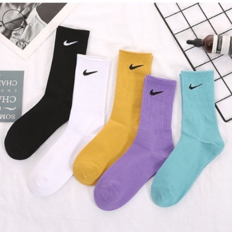 Tất vớ thể thao cao cô 6 màu Cam, Tím, Vàng, Hồng, Trắng và Đen