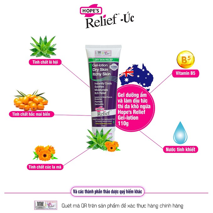 Gel Dưỡng Da Cấp Ẩm  Hope’s Relief Hỗ Trợ Các Vấn Đề: Khô Ngứa, Eczema, Vẩy Nến...  (110g)