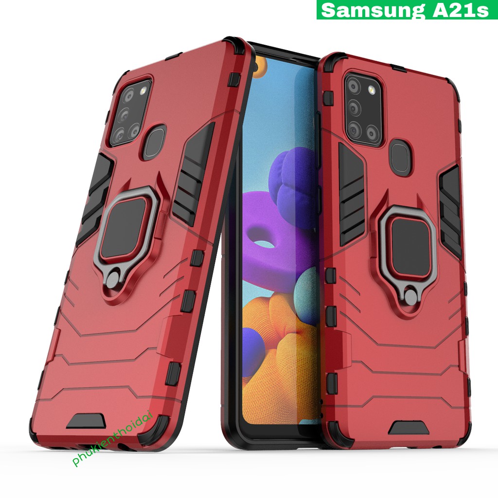 Samsung Galaxy A21s ốp lưng chống sốc iron man iring cao cấp giá đỡ xem phim