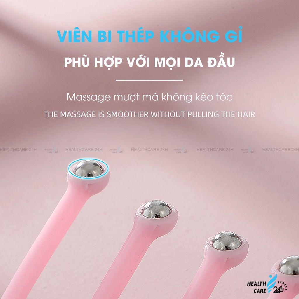 [Món Quà Sức Khỏe] Cây Massage Đầu Gãi Ngứa Chất Liệu Bền Đẹp - Bi Thép Lăn Tròn Giúp Thư Giãn - Lưu Thông Máu