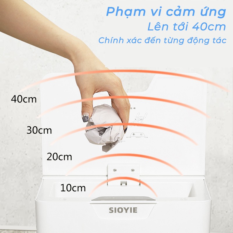 Thùng rác cảm ứng thông minh [SẴN HÀNG] có nắp đóng mở tự động thùng rác cao cấp, thể tích 16L_shop.sara