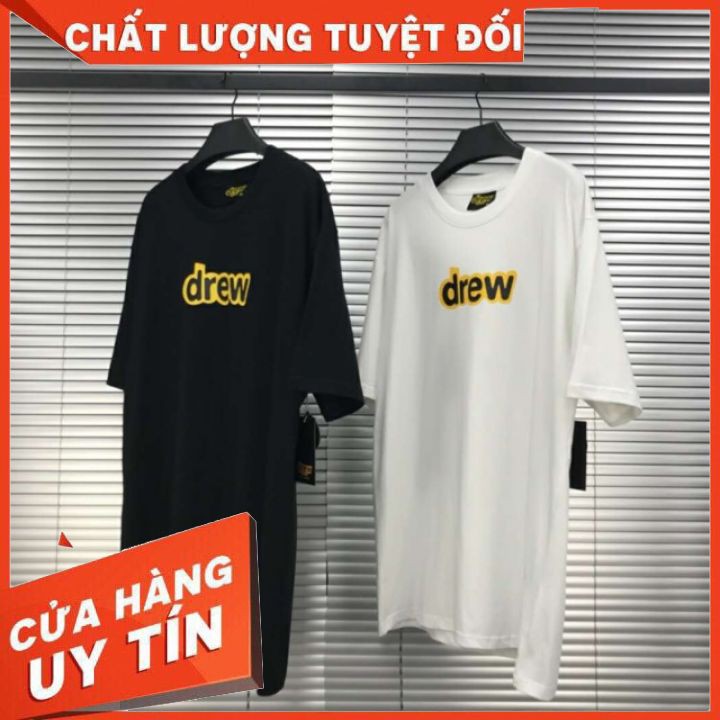 Áo thun unisex chữ Drew,  áo thun nam nữ tay lỡ form rộng chất cotton - Áo phông nam nữ