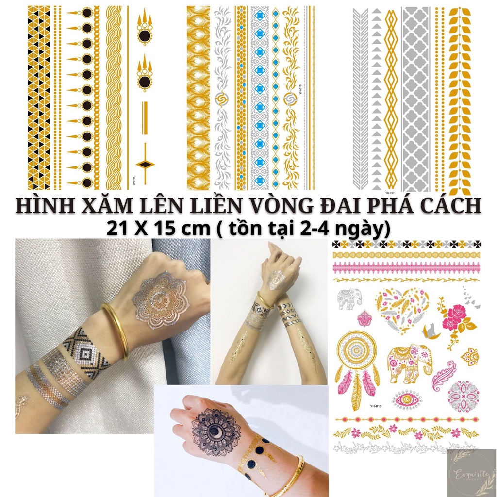 Hình xăm dán lên liền dễ xóa vòng đai cá tính  KÍCH THƯỚC 210*148mm - HÀNG CÓ SẴN
