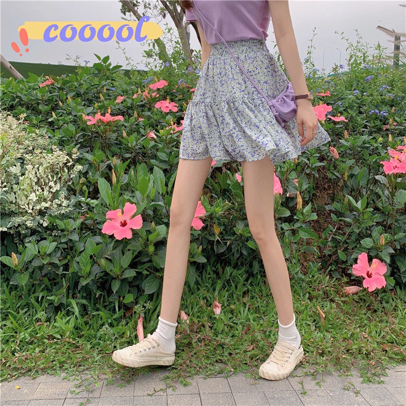 Chân Váy Chữ A Lưng Cao Dáng Ôm In Họa Tiết Hoa Xinh Xắn Thời Trang Phong Cách Hàn Quốc Cho Nữ