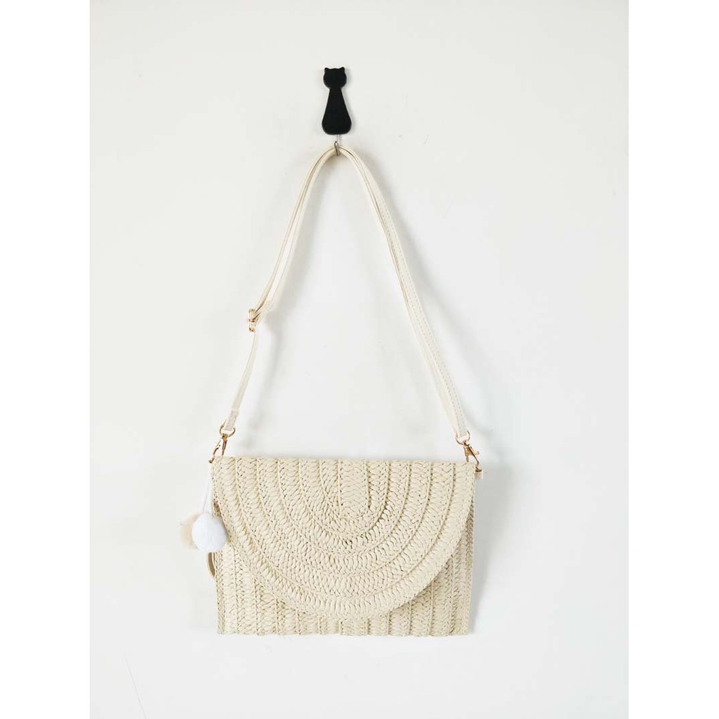 [NowShip - Giao Ngay] Túi Cói Boho Vintage Đeo Vai, Đeo Chéo Hình Vuông Chữ Nhật Dây Da Màu Nâu Be Trơn