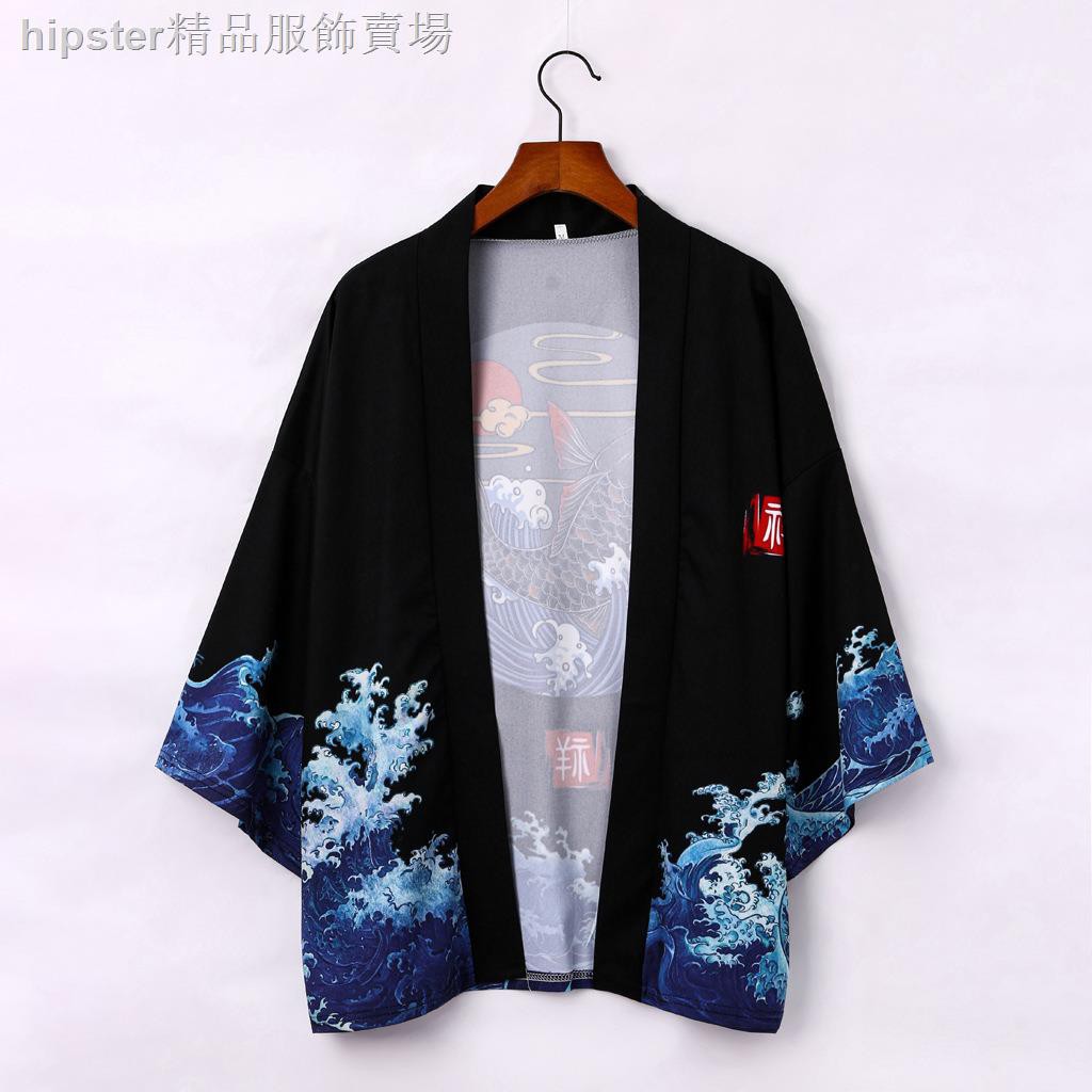 Áo Khoác Kimono Tay Lửng In Họa Tiết Cá Tính Theo Phong Cách Nhật Bản