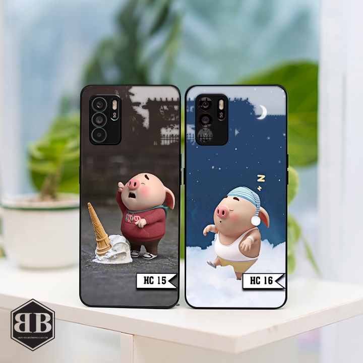 ỐP lưng kính cường lực Oppo Reno6 Z  heo con